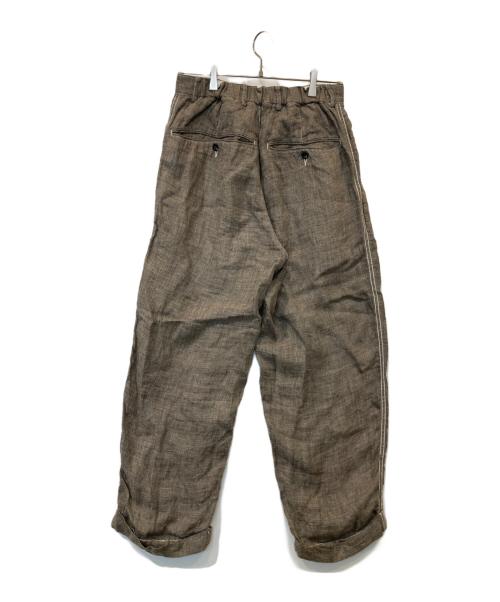 CAHLUMN（カウラム）CAHLUMN (カウラム) French Linen Tweed 1 Tuck Trousers フレンチ リネン ツイード ワンタック トラウザーズ 1043390900064 グレー サイズ:Lの古着・服飾アイテム