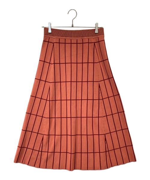 marimekko（マリメッコ）marimekko (マリメッコ) Tiiliskivi / Karnappi knitted skirt ティーリスキヴィ／カルナッピ ニッテッド スカート ピンク サイズ:Sの古着・服飾アイテム