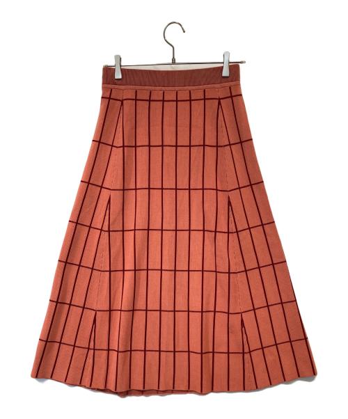 marimekko（マリメッコ）marimekko (マリメッコ) Tiiliskivi / Karnappi knitted skirt ティーリスキヴィ／カルナッピ ニッテッド スカート ピンク サイズ:Sの古着・服飾アイテム