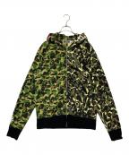 A BATHING APE×UNKLE/MO WAXアベイシングエイプ×）の古着「シャーク フルジップ スウェット パーカー　001ZPH231906X」｜カーキ