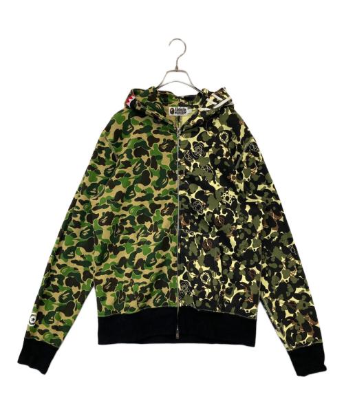 A BATHING APE（アベイシングエイプ）A BATHING APE (アベイシングエイプ) UNKLE/MO WAX シャーク フルジップ スウェット パーカー　001ZPH231906X カーキ サイズ:Lの古着・服飾アイテム
