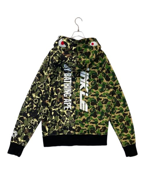 A BATHING APE（アベイシングエイプ）A BATHING APE (アベイシングエイプ) UNKLE/MO WAX シャーク フルジップ スウェット パーカー　001ZPH231906X カーキ サイズ:Lの古着・服飾アイテム