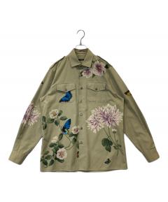 中古・古着通販】GUCCI (グッチ) L/S 花柄シャツ カーキ×ブラック