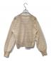 MACPHEE (マカフィー) シアーヤーンボーダー Vネックカーディガン 12024202403 ベージュ サイズ:S：4000円