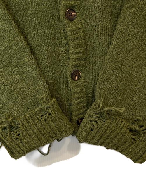 GRANCY（グランシー）GRANCY (グランシー) Damage Boucle Knit Cardigan ダメージ ブークレ ニット カーディガン GRAcd934 グリーン サイズ:Mの古着・服飾アイテム