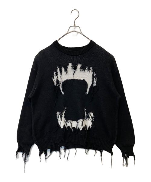 DANKE SCHON（ダンケ シェーン）Danke schon (ダンケ シェーン) フロントデザインダメージニット ブラック サイズ:Mの古着・服飾アイテム