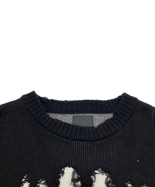 DANKE SCHON（ダンケ シェーン）Danke schon (ダンケ シェーン) フロントデザインダメージニット ブラック サイズ:Mの古着・服飾アイテム