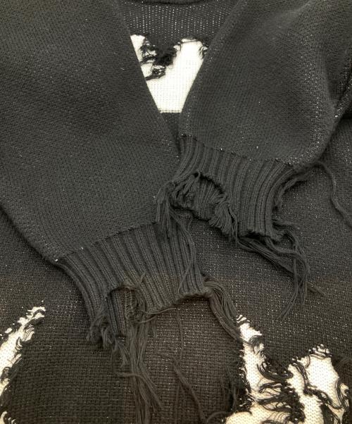 DANKE SCHON（ダンケ シェーン）Danke schon (ダンケ シェーン) フロントデザインダメージニット ブラック サイズ:Mの古着・服飾アイテム