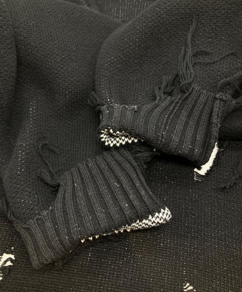 DANKE SCHON（ダンケ シェーン）Danke schon (ダンケ シェーン) フロントデザインダメージニット ブラック サイズ:Mの古着・服飾アイテム