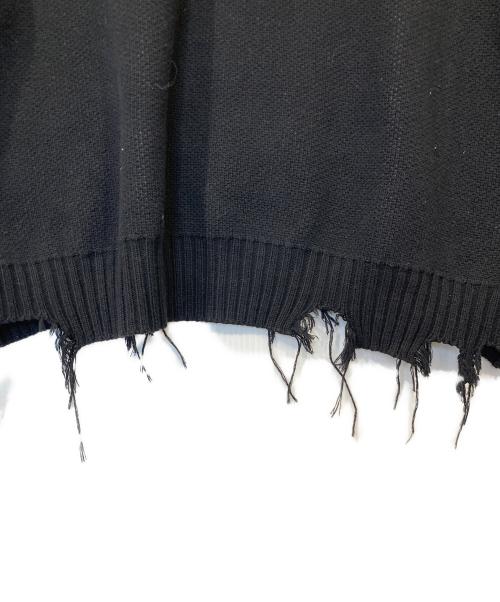 DANKE SCHON（ダンケ シェーン）Danke schon (ダンケ シェーン) フロントデザインダメージニット ブラック サイズ:Mの古着・服飾アイテム