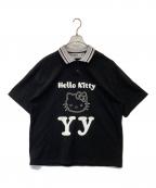 OPEN YYオープンワイワイ）の古着「HELLO KITTY X YY COLLARED T-SHIRT ハローキティ × ワイワイ カラード ティーシャツ」｜ブラック