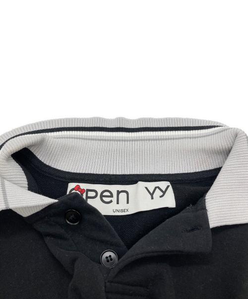 OPEN YY（オープンワイワイ）open yy (オープンワイワイ) HELLO KITTY X YY COLLARED T-SHIRT ハローキティ × ワイワイ カラード ティーシャツ ブラック サイズ:S/Mの古着・服飾アイテム