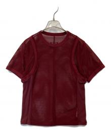 PRANK PROJECT（プランクプロジェクト）の古着「Mesh Ringer Tee メッシュ リンガー ティー 31261416111」｜ワインレッド