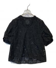 BALLSEY（ボールジィ）の古着「サークルフラワーエンブロイダリー キーネックブラウス 11-01-32-01203」｜ブラック
