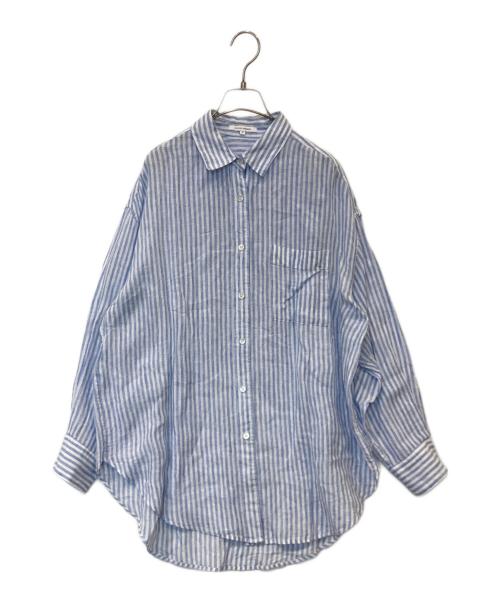 23区（ニジュウサンク）23区 (ニジュウサンク) LIBECO ビッグシルエット ポケット シャツ ブルー サイズ:38の古着・服飾アイテム