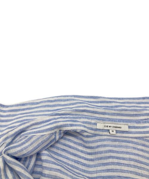 23区（ニジュウサンク）23区 (ニジュウサンク) LIBECO ビッグシルエット ポケット シャツ ブルー サイズ:38の古着・服飾アイテム