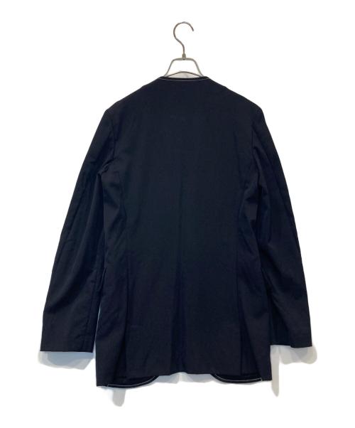 COMME des GARCONS HOMME PLUS（コムデギャルソンオムプリュス）COMME des GARCONS HOMME PLUS (コムデギャルソンオムプリュス) ステッチデザインノーカラージャケット　PS-J008 ネイビー サイズ:Sの古着・服飾アイテム