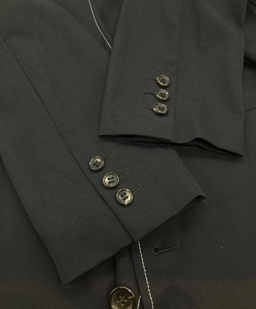 COMME des GARCONS HOMME PLUS（コムデギャルソンオムプリュス）COMME des GARCONS HOMME PLUS (コムデギャルソンオムプリュス) ステッチデザインノーカラージャケット　PS-J008 ネイビー サイズ:Sの古着・服飾アイテム