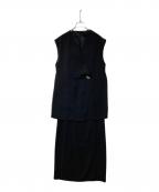 ANDRESDアンドレスド）の古着「back sheer gilet set up dress バック シアー ジレ セットアップ ドレス 2383-50104」｜ブラック