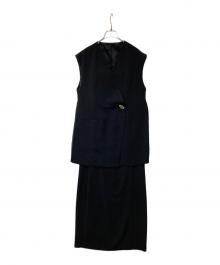ANDRESD（アンドレスド）の古着「back sheer gilet set up dress バック シアー ジレ セットアップ ドレス 2383-50104」｜ブラック
