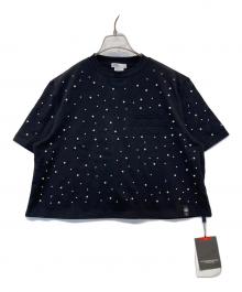 DOUBLE STANDARD CLOTHING（ダブルスタンダードクロージング）の古着「天竺 パールレースTシャツ 0508-230-261」｜ブラック