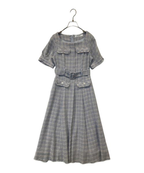 HER LIP TO（ハーリップトゥ）HER LIP TO (ハーリップトゥ) Classic Tweed Belted Dress 1222305051 ブルー サイズ:Sの古着・服飾アイテム