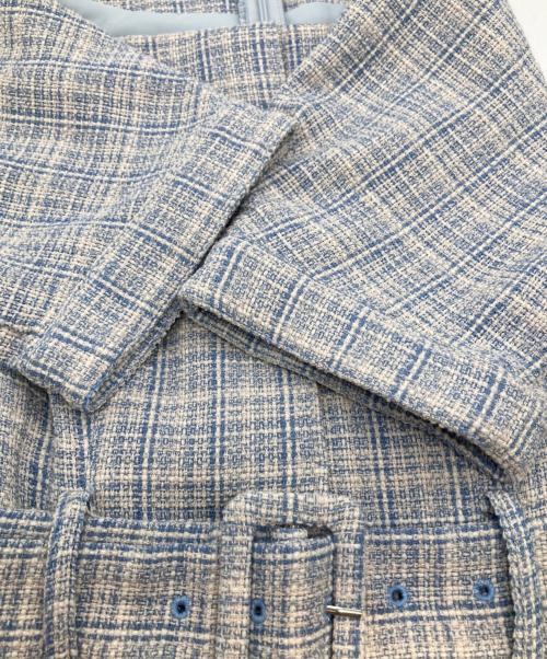 HER LIP TO（ハーリップトゥ）HER LIP TO (ハーリップトゥ) Classic Tweed Belted Dress 1222305051 ブルー サイズ:Sの古着・服飾アイテム