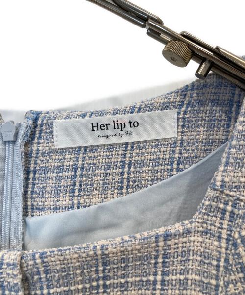 HER LIP TO（ハーリップトゥ）HER LIP TO (ハーリップトゥ) Classic Tweed Belted Dress 1222305051 ブルー サイズ:Sの古着・服飾アイテム