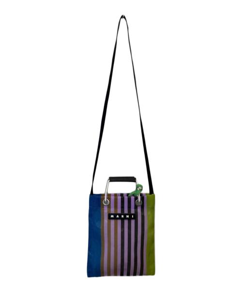 MARNI（マルニ）MARNI (マルニ) フラワーカフェ ストライプミニショルダーバッグ パープルの古着・服飾アイテム