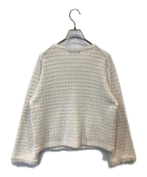 green label relaxing（グリーンレーベルリラクシング）green label relaxing (グリーンレーベルリラクシング) ミックス ツイード ノーカラー ニット ジャケット　3528-105-0801 アイボリー サイズ:FREEの古着・服飾アイテム