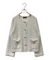 green label relaxing（グリーンレーベルリラクシング）の古着「ミックス ツイード ノーカラー ニット ジャケット　3528-105-0801」｜アイボリー