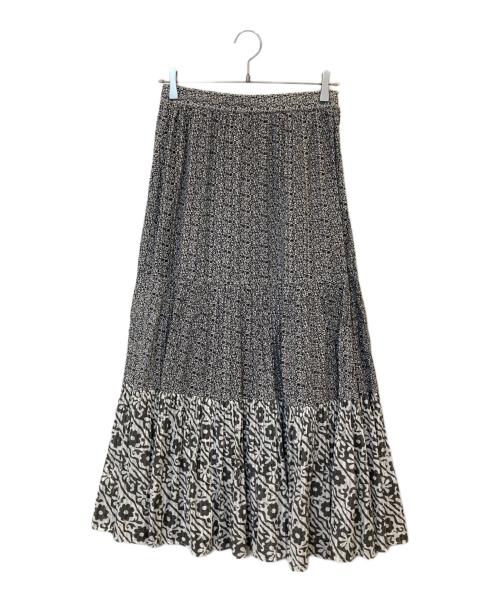 sara mallika（サラマリカ）sara mallika (サラマリカ) DOUBLE FLOWER PRINT SKIRT　020311SA2 ブラック×ホワイト サイズ:表記無しの古着・服飾アイテム
