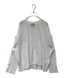 MAISON SPECIAL（メゾンスペシャル）の古着「ハニカムビッグメッシュプライムオーバークルーネックロングスリーブTシャツ　11221411305」｜ホワイト