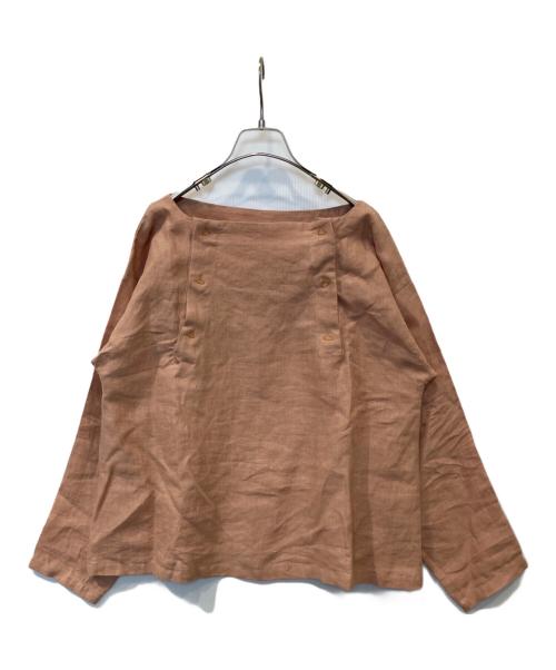 BASERANGE（ベースレンジ）BASERANGE (ベースレンジ) ヘンプボタンデザインブラウス ピンク サイズ:XSの古着・服飾アイテム