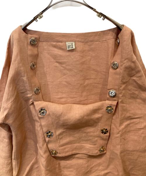 BASERANGE（ベースレンジ）BASERANGE (ベースレンジ) ヘンプボタンデザインブラウス ピンク サイズ:XSの古着・服飾アイテム
