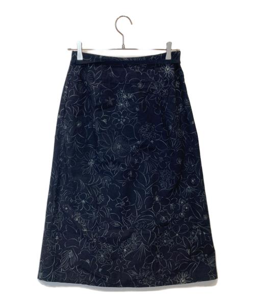 Pal'las Palace（パラスパレス）Pal'las Palace (パラスパレス) インディゴ染めフラワープリントスカート ネイビーの古着・服飾アイテム