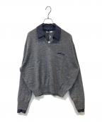 groveグローブ）の古着「EVIE CHECK COLLAR KNIT エヴィ チェック カラー ニット」｜グレー