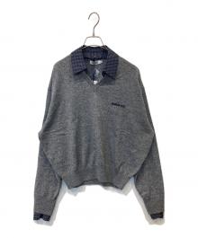 grove（グローブ）の古着「EVIE CHECK COLLAR KNIT エヴィ チェック カラー ニット」｜グレー