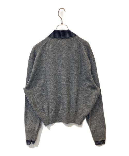 grove（グローブ）grove (グローブ) EVIE CHECK COLLAR KNIT エヴィ チェック カラー ニット グレー サイズ:FREE 未使用品の古着・服飾アイテム