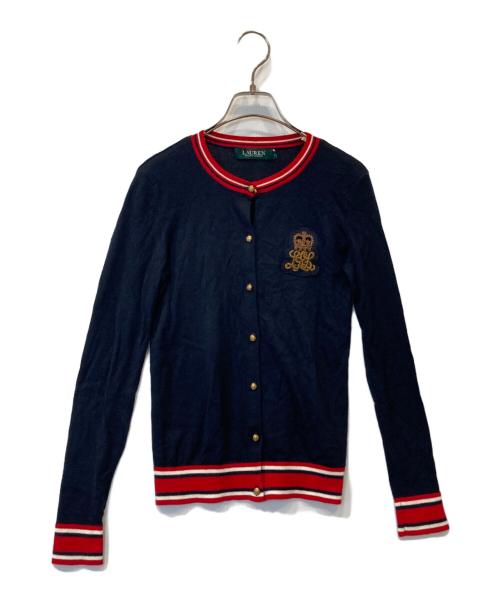 LAUREN RALPH LAUREN（ローレン ラルフ ローレン）LAUREN RALPH LAUREN (ローレン ラルフ ローレン) ワッペン付カーディガン ネイビー サイズ:XSの古着・服飾アイテム