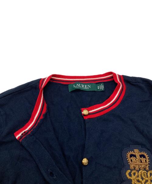 LAUREN RALPH LAUREN（ローレン ラルフ ローレン）LAUREN RALPH LAUREN (ローレン ラルフ ローレン) ワッペン付カーディガン ネイビー サイズ:XSの古着・服飾アイテム