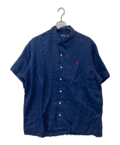 POLO RALPH LAUREN（ポロ・ラルフローレン）POLO RALPH LAUREN (ポロ・ラルフローレン) リネン半袖シャツ ネイビー サイズ:XLの古着・服飾アイテム