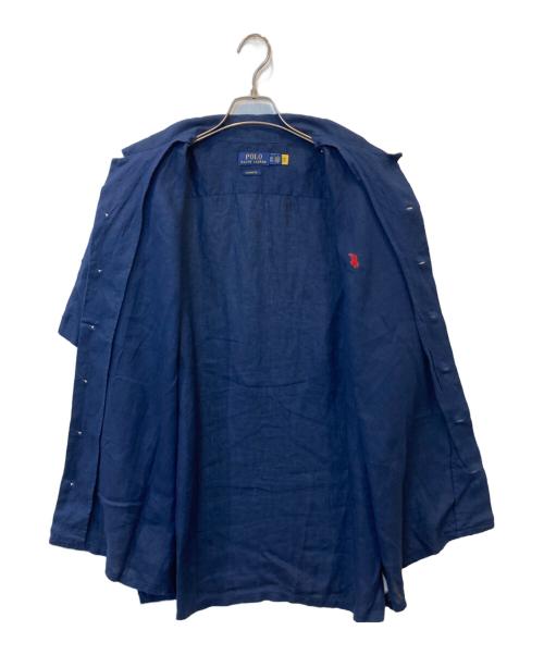 POLO RALPH LAUREN（ポロ・ラルフローレン）POLO RALPH LAUREN (ポロ・ラルフローレン) リネン半袖シャツ ネイビー サイズ:XLの古着・服飾アイテム