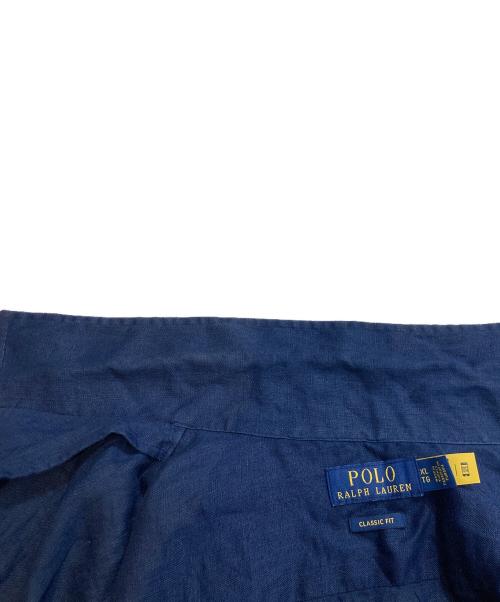 POLO RALPH LAUREN（ポロ・ラルフローレン）POLO RALPH LAUREN (ポロ・ラルフローレン) リネン半袖シャツ ネイビー サイズ:XLの古着・服飾アイテム
