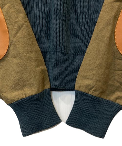 CristaSeya（クリスタセヤ）Cristaseya (クリスタセヤ) COTTON SWEATER WITH LEATHER PATCH　09PV-CO-PE ネイビー サイズ:Sの古着・服飾アイテム