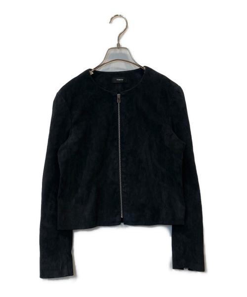 theory（セオリー）theory (セオリー) ノーカラーレザージャケット　07-8160811 ブラック サイズ:Sの古着・服飾アイテム
