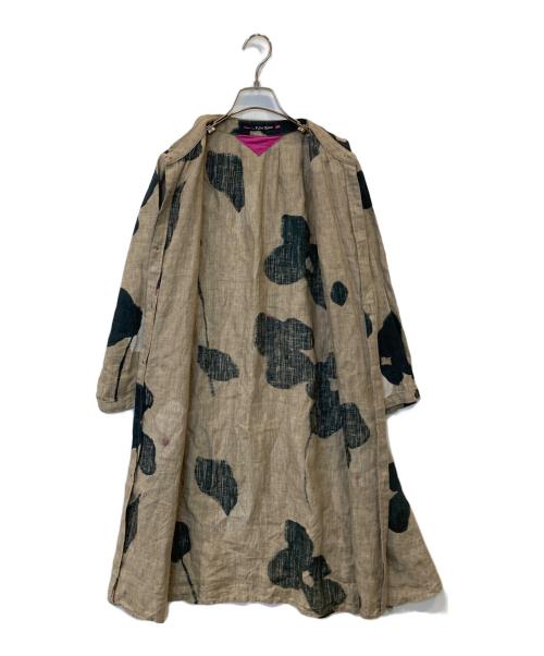Pal'las Palace（パラスパレス）PAL'LAS PALACE (パラスパレス) 花柄リネンスタンドカラーシャツワンピース ベージュ サイズ:3の古着・服飾アイテム