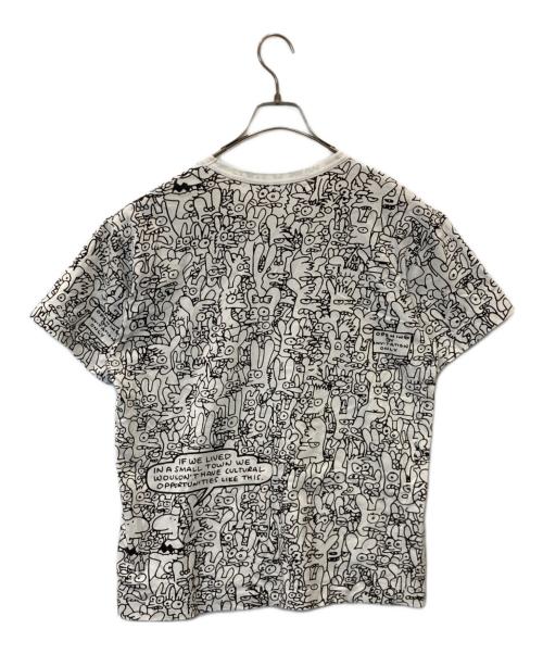 PLAY COMME des GARCONS（プレイコムデギャルソン）PLAY COMME des GARCONS (プレイコムデギャルソン) 総柄プリントTシャツ　AZ-T156 ホワイト×ブラック サイズ:Lの古着・服飾アイテム