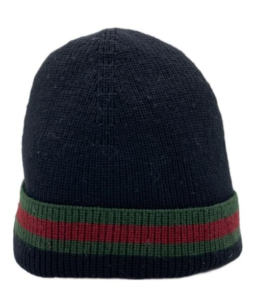 GUCCI（グッチ）GUCCI (グッチ) シェリーラインニットキャップ　206085 4G869 ブラック サイズ:Lの古着・服飾アイテム