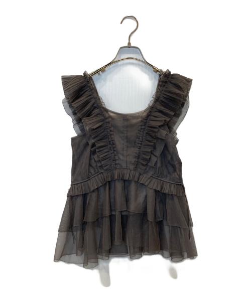 Snidel（スナイデル）Snidel (スナイデル) Sustainableチュールペプラムブラウス SWFB261180 グレー サイズ:FREEの古着・服飾アイテム